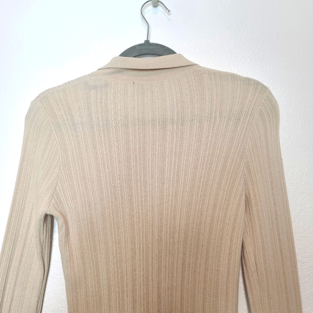 RAILS Aurora Ribbed Cotton Silk Blend Cardigan Top in Canvas - Picture 10 of 10